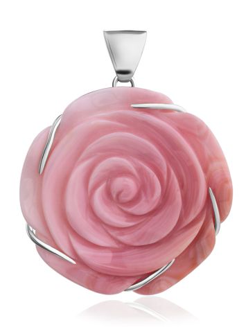 Charming Rose Motif Oyster Shell Pendant, image 