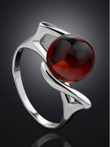 Sterling Silver Ring With Cognac Amber The Aldebaran, Ring Size: 11.5 / 21, image , picture 2