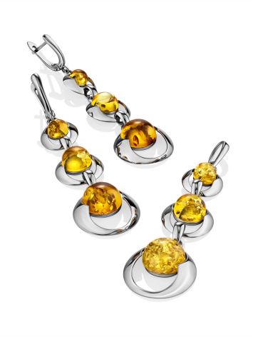 Lemon Amber Dangle Pendant In Silver The Orion, image , picture 5