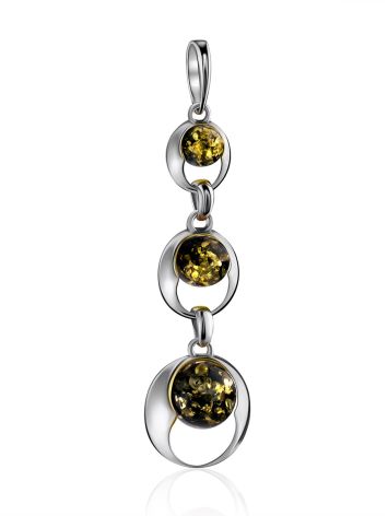 Green Amber Dangle Pendant In silver The Orion, image , picture 3