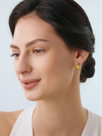Delicate Honey Amber Earrings In Sterling Silver The Aldebaran, image , picture 3