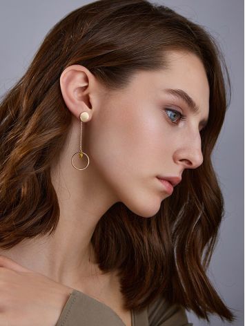 Chic Rose Gold-Plated Silver Chain Earrings With Amber The Palazzo, image , picture 3