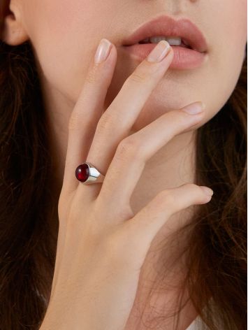 Stylish Silver Ring With Red Amber The Sangria, Ring Size: 6.5 / 17, image , picture 4