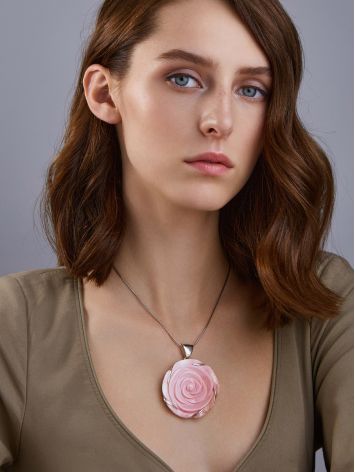 Charming Rose Motif Oyster Shell Pendant, image , picture 3