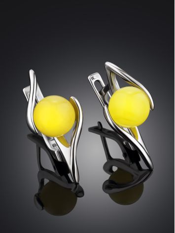 Delicate Honey Amber Earrings In Sterling Silver The Aldebaran, image , picture 2