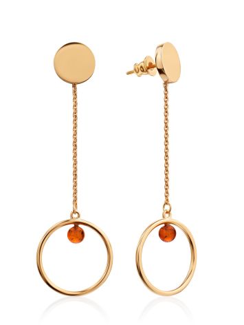 Refined Rose Gold-Plated Silver Chain Earrings With Amber The Palazzo, image 