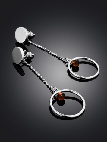 Stylish Silver Chain Earrings With Amber The Palazzo, image , picture 2