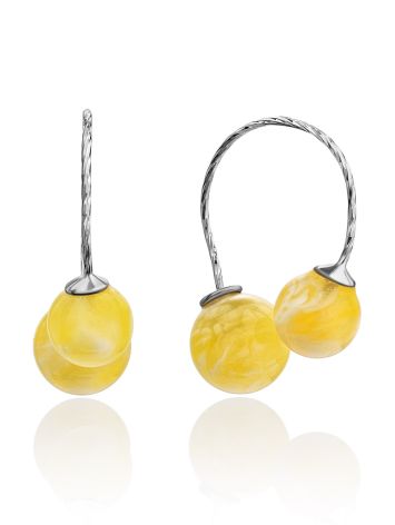 Trendy Silver Threader Earrings With Natural Amber Beads The Palazzo, image 