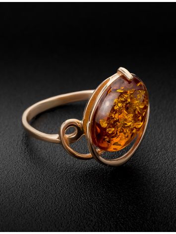 Elegant Gold-Plated Ring With Cognac Amber The Sigma, Ring Size: 6 / 16.5, image , picture 6