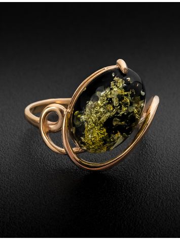 Wonderful Amber Ring In Gold-Plated Silver The Sigma, Ring Size: 12 / 21.5, image , picture 6