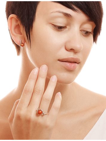 Round Cut Amber Earrings In Sterling Silver The Aldebaran, image , picture 3