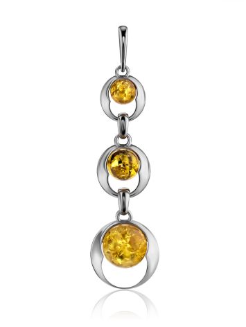 Lemon Amber Dangle Pendant In Silver The Orion, image 