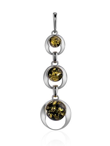 Green Amber Dangle Pendant In silver The Orion, image 