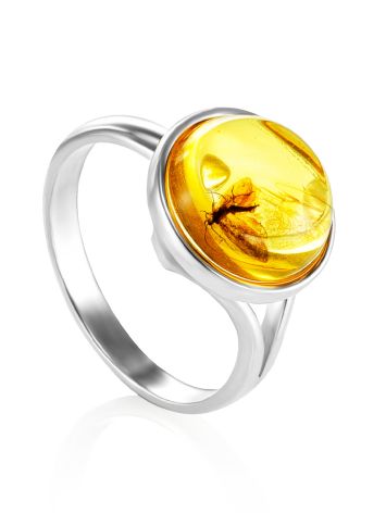 Classy Amber With Fossil Insect Ring The Clio, Ring Size: Adjustable, image 