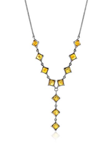Gorgeous Natural Amber Necklace In Sterling Silver, Length: 46, image 