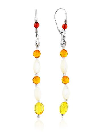 Multicolor Amber Dangle Earrings In Sterling Silver The Bohemia, image 