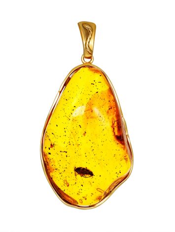 Organic Shape Amber With Fossil Insects Pendant The Clio Collection, image 