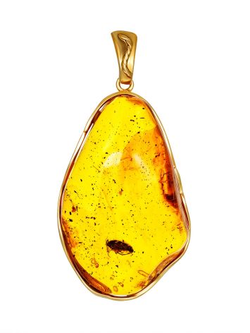 Organic Shape Amber With Fossil Insects Pendant The Clio Collection, image 
