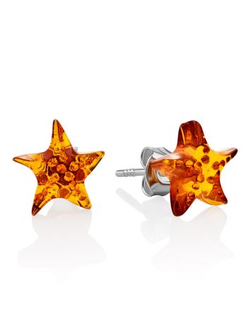 Chic Amber Star-Shaped Earrings, image 