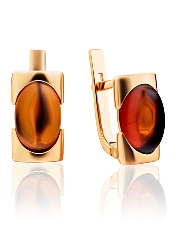 Geometric Amber In Gold Earrings The Rondo, image 