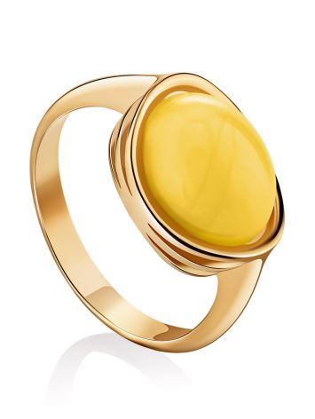 Lovely Golden Ring With White Amber The Amigo, Ring Size: 6 / 16.5, image 