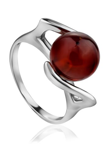 Sterling Silver Ring With Cognac Amber The Aldebaran, Ring Size: 11 / 20.5, image 