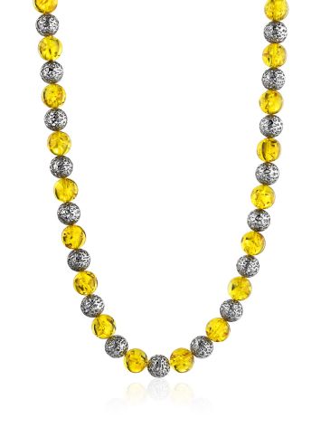Stunning Amber And Silver Ball Beaded Necklace The Goddes, image 