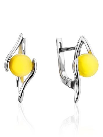 Delicate Honey Amber Earrings In Sterling Silver The Aldebaran, image 