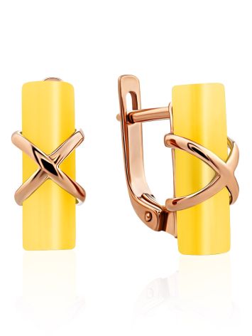 Gold Plated Earrings With Honey Amber The Scandinavia, image 