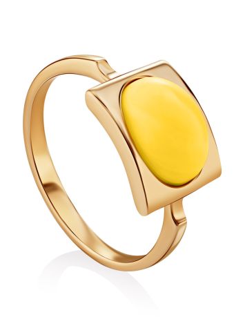 Geometric Amber Ring In Gold The Saturn, Ring Size: 8.5 / 18.5, image 