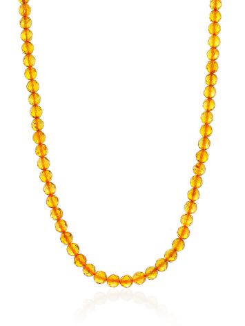 Iridescent Amber Beaded Necklace, Length: 44, image 
