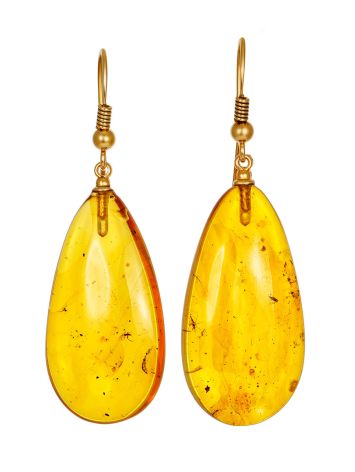 Natural Amber With Fossil Insects Drop Earrings The Clio, image 