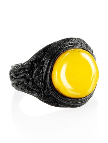 Honey Amber Leather Ring The Nefertiti, Ring Size: Adjustable, image 
