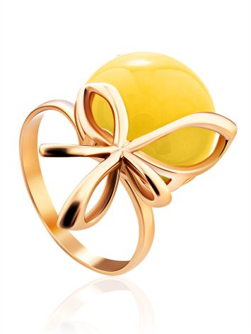 Gold Plated Silver Ring With Honey Amber The Cherry, Ring Size: 12 / 21.5, image 
