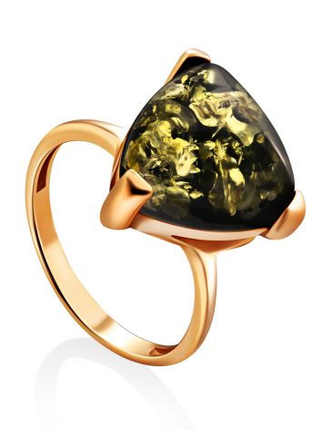 Bright Amber Ring In Gold-Plated Silver The Etude, Ring Size: 12 / 21.5, image 