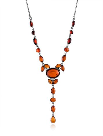 Refined Silver Necklace With Cognac Amber The Josephine, image 