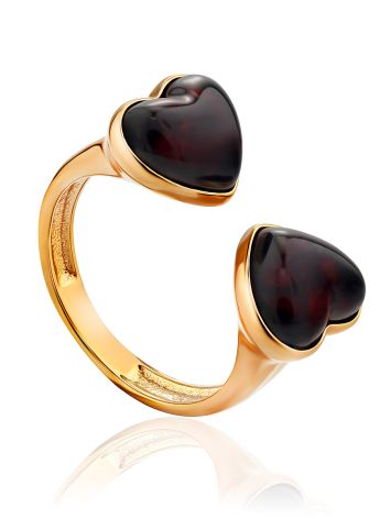 Cute Amber Heart Ring, Ring Size: 4 / 15, image 