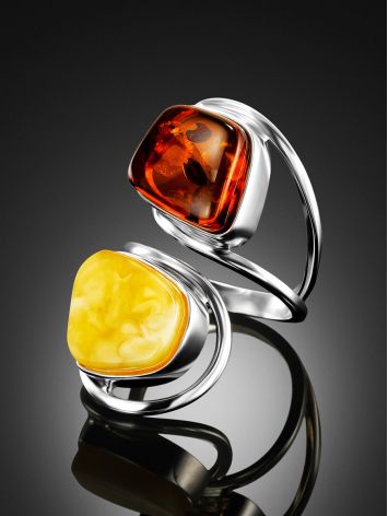 Bold Amber Ring The bella Terra, Ring Size: Adjustable, image , picture 2