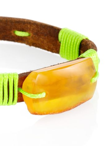 Colorful Leather Slider Bracelet With Amber, image , picture 4
