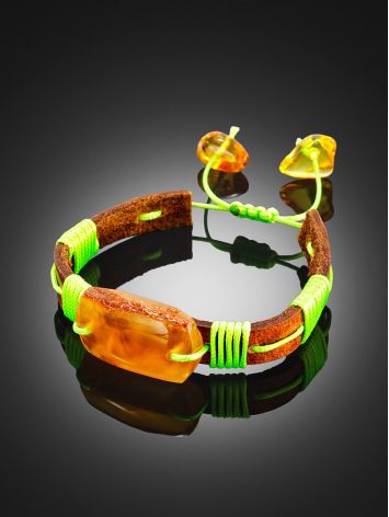 Colorful Leather Slider Bracelet With Amber, image , picture 2