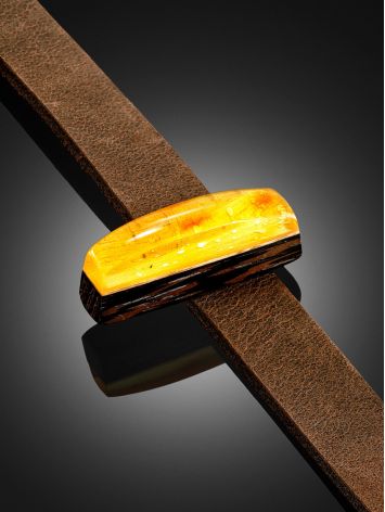 Stylish Leather Bracelet With Amber And Wood, image , picture 2