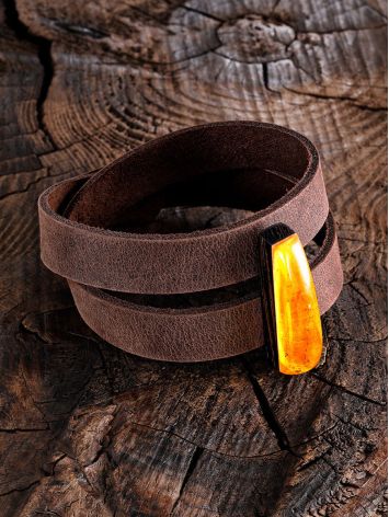 Safari Style Leather Bracelet With Amber And Wood, image , picture 3
