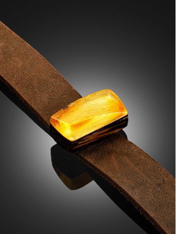 Handcrafted Leather Bracelet With Amber And Wood, image , picture 2