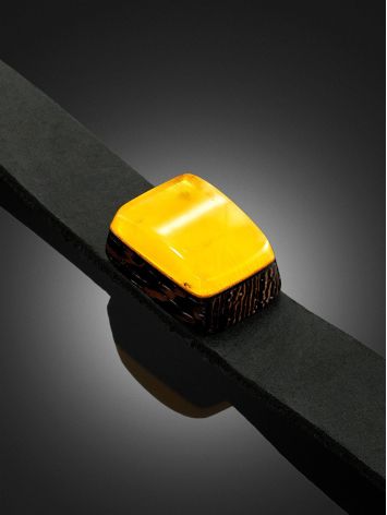 Boho Chic Dark Leather Bracelet With Amber And Wood, image , picture 2