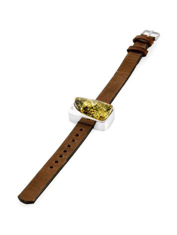 Grunge Style Leather And Amber Bracelet, image , picture 3