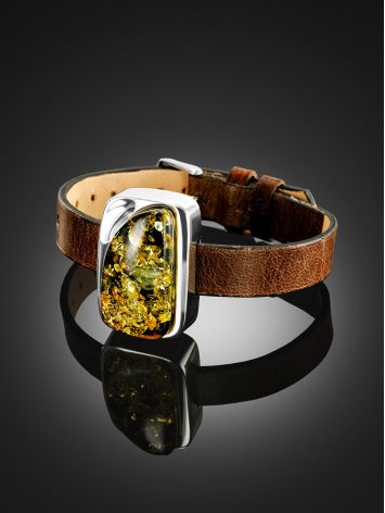 Grunge Style Leather And Amber Bracelet, image , picture 2