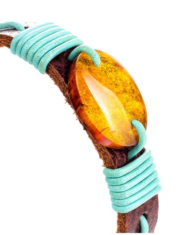 Playful Design Amber In Leather Slider Bracelet, image , picture 3