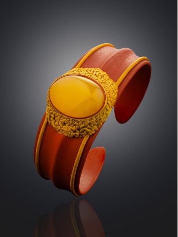 Boho Chic Leather And Amber Bracelet, image , picture 2