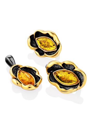 Luminous Amber Flower Pendant, image , picture 5