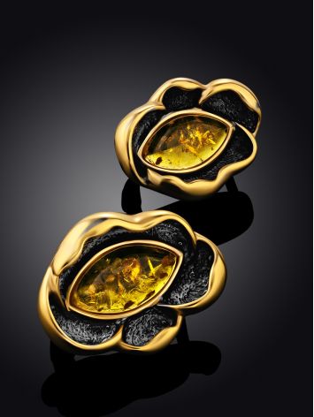 Luminous Amber Flower Earrings, image , picture 2